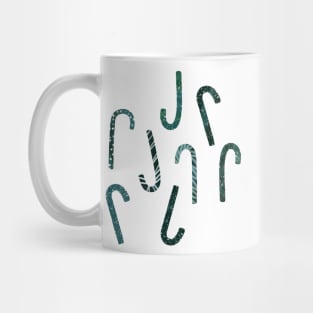 Candy canes, monochrome, green silhouette, Christmas candy Mug